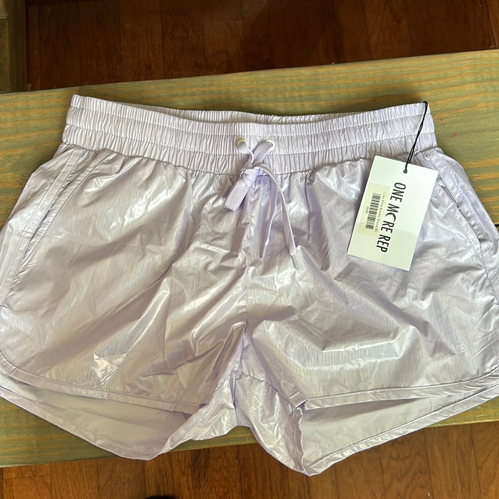 NWT ZYIA lilac shine Bomber Shorts